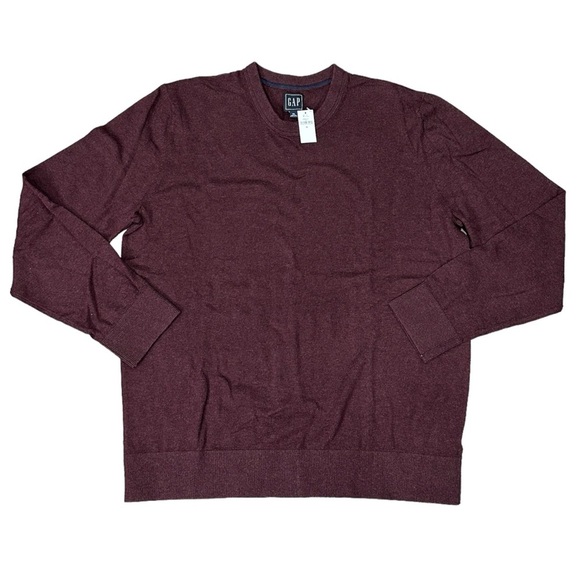 Men’s Gap XL 46 - 48 Golf Sweater Crewneck Maroon Red Long Sleeve Cotton NWT - Picture 2 of 9